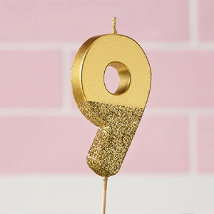 Gold Number 9 Candle